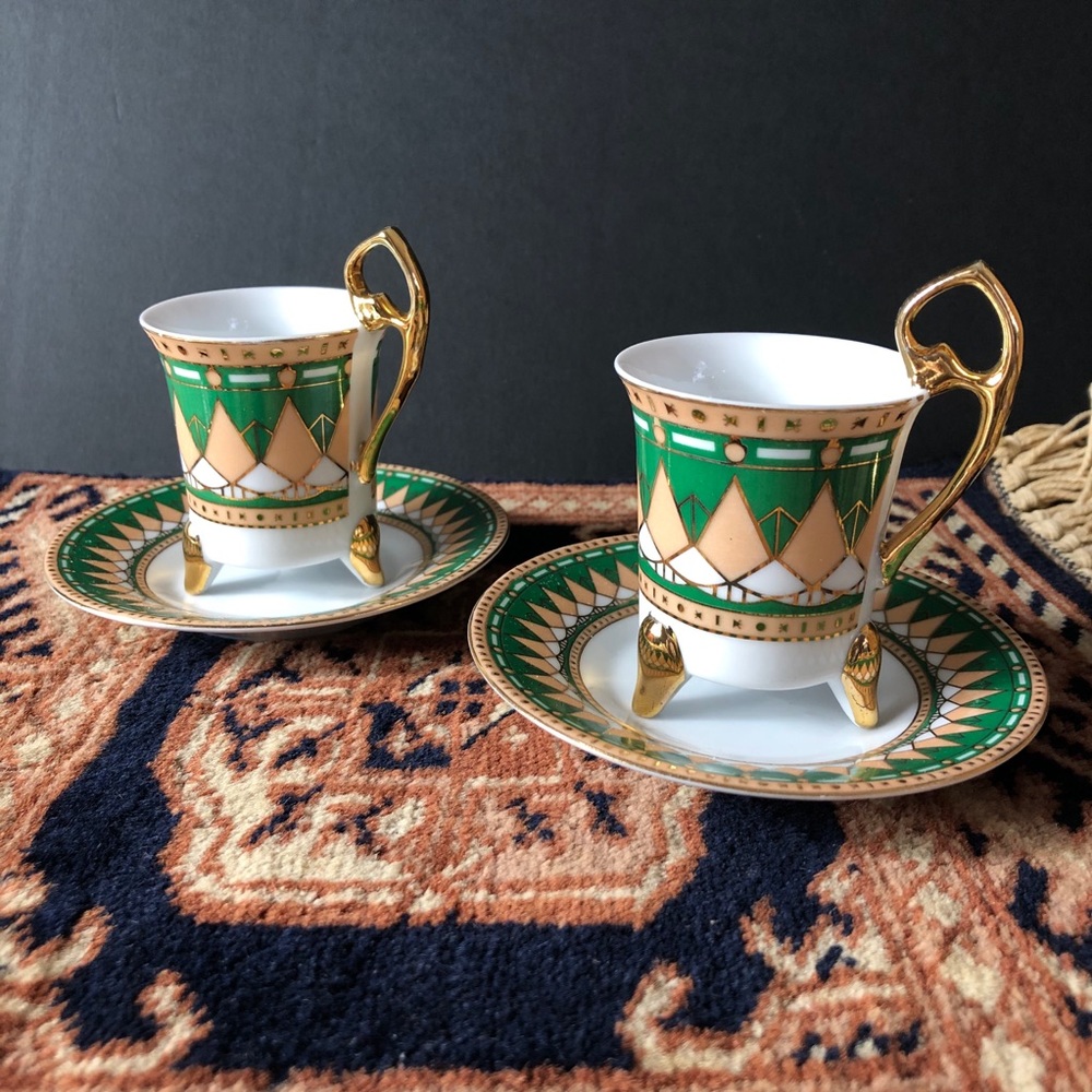 Pretty Set 2 Espresso Cup & Saucer from T Limoges